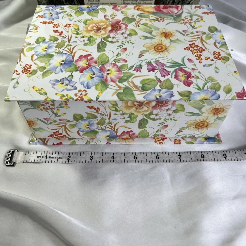 Vintage Kmart Ladies Fashion Jewelry Box Removable‎ Tray Floral Design White